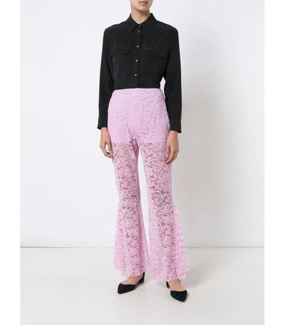 Shop Givenchy Pink Flared Lace Trousers