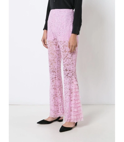 Shop Givenchy Pink Flared Lace Trousers