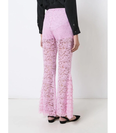 Shop Givenchy Pink Flared Lace Trousers