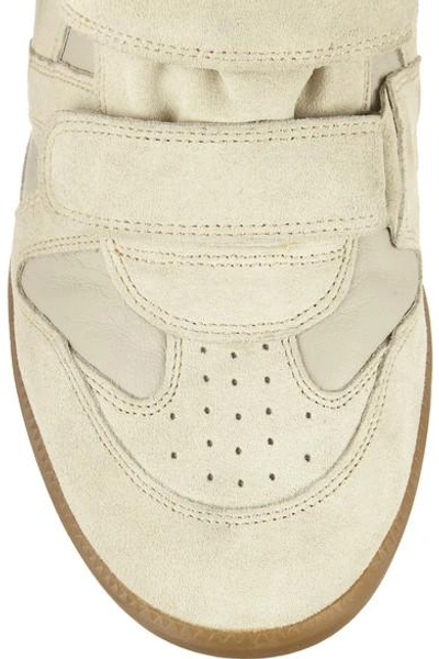 Shop Isabel Marant Burt Leather And Suede Concealed Wedge Sneakers In White