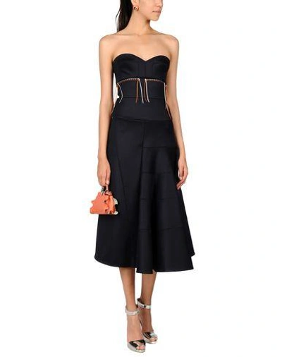 Shop Victoria Beckham Midi Dress In Dark Blue