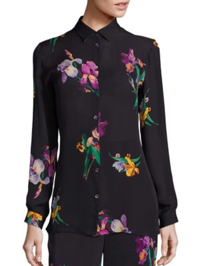 Etro Floral Button Front Blouse In Black