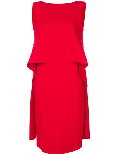 Shop Givenchy Shift Flared Dress In Red