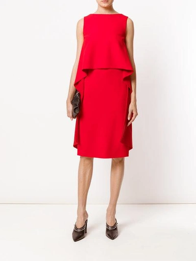 Shop Givenchy Shift Flared Dress In Red