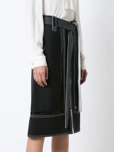 Shop Derek Lam Belted Zip Up Skirt With Lace Inset
