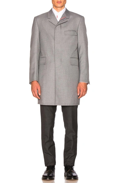 Shop Thom Browne Classic School Uniform Twill Chesterfield Overcoat In Gray