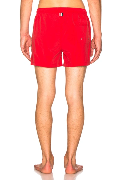 Shop Thom Browne Classic Brushed Finish Swim Trunk In Red