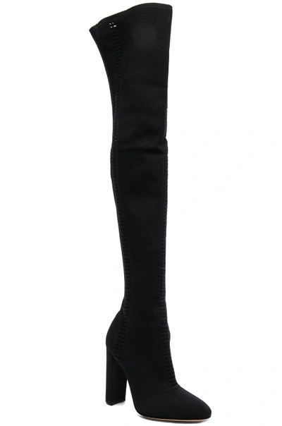 Shop Gianvito Rossi Knit Vires Thigh High Boots In Black
