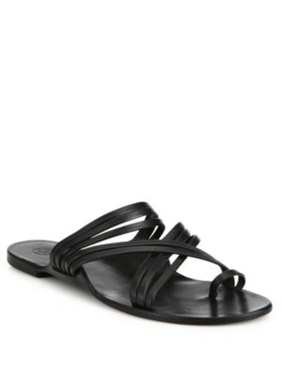 Shop The Row Cannes Strappy Leather Slides In Black