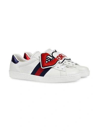 Shop Gucci Ace Sneaker With Removable Embroideries In White