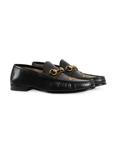 Shop Gucci Leather Loafer With Bee In Black