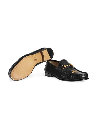 Shop Gucci Leather Loafer With Bee In Black