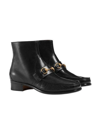 Shop Gucci Horsebit Leather Boot In Black