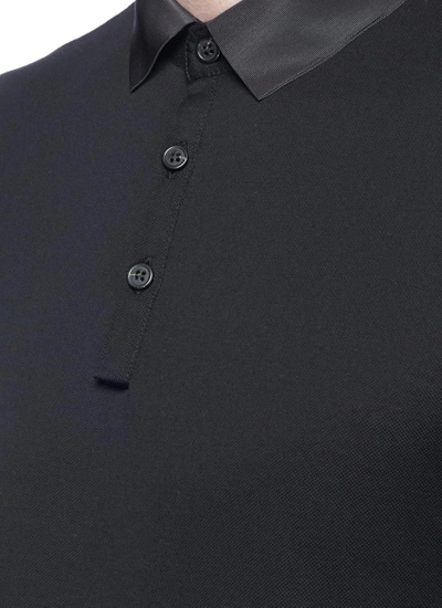 Shop Lanvin Grosgrain Collar Polo Shirt