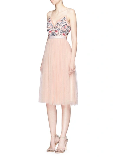 Shop Needle & Thread 'whisper' Floral Embellished Open Back Midi Dress