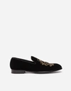 DOLCE & GABBANA VELVET SLIPPERS WITH EMBROIDERY,A50073AL30589718