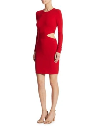 Elizabeth And James Railey Long Sleeve Dress With Side Cutout Detail In Vermillion