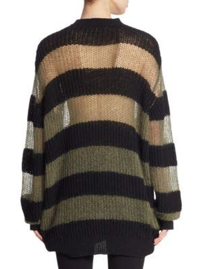 Shop Mcq By Alexander Mcqueen Striped Knitted Sweater In Dark Green