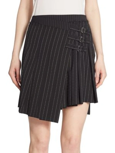 Shop Mcq By Alexander Mcqueen Stripe Pleated Mini Skirt In Black