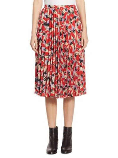 Shop N°21 Printed Pleated Silk Skirt In Patterned