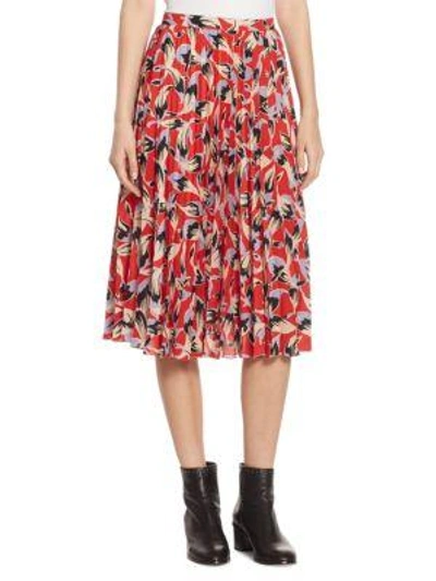 Shop N°21 Printed Pleated Silk Skirt In Patterned