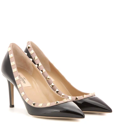 Valentino Garavani Rockstud Patent Leather Pumps In Black