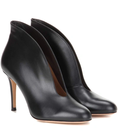 Shop Gianvito Rossi Vamp Leather Ankle Boots In Black