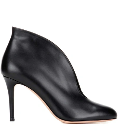 Shop Gianvito Rossi Vamp Leather Ankle Boots In Black