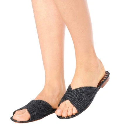 Shop Carrie Forbes Raffia Sandals In Black