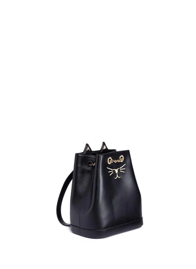 Shop Charlotte Olympia 'petit Feline' Cat Face Calfskin Leather Backpack