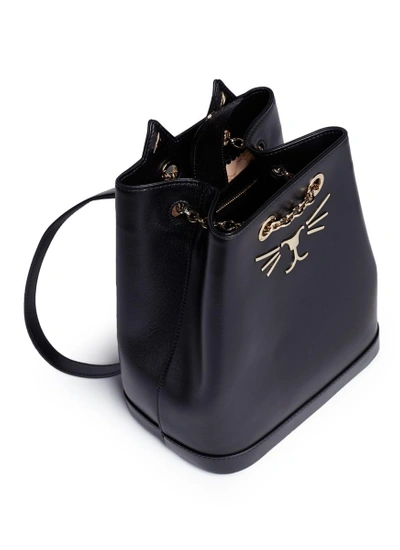 Shop Charlotte Olympia 'petit Feline' Cat Face Calfskin Leather Backpack