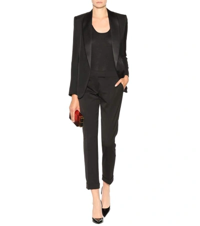 Shop Tom Ford Stretch-wool Trousers In Black
