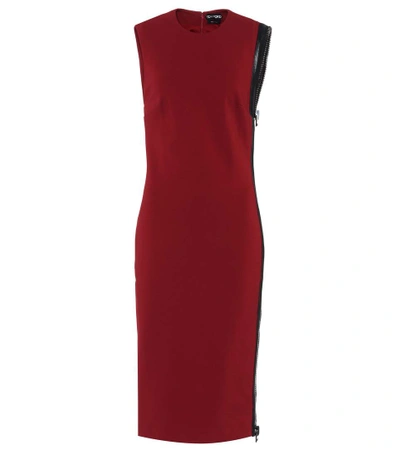 Tom Ford Sleeveless Leather-trim Velvet Dress In Red