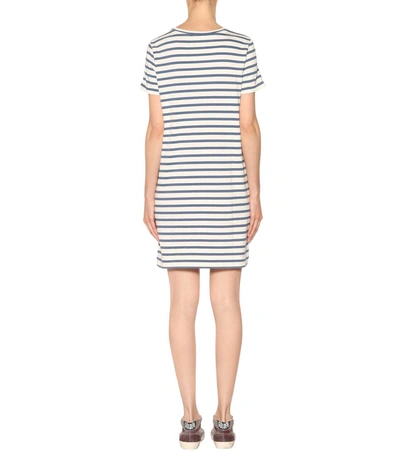 Shop A.p.c. Striped Cotton T-shirt Dress In Lleu