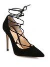 Gianvito Rossi Femì Lace-up Suede Pumps In Black