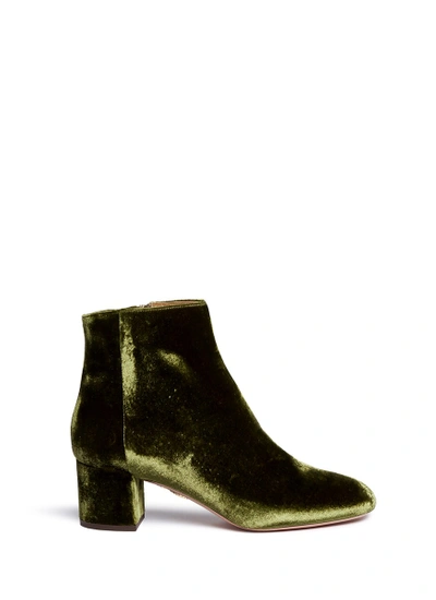 Shop Aquazzura 'brooklyn 50' Velvet Ankle Boots