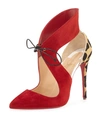 CHRISTIAN LOUBOUTIN FERME ROUGE SELF-TIE RED SOLE PUMP, ROUGISSIME