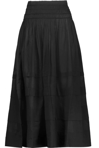 Loveshackfancy Margaux Paneled Gathered Cotton-voile Midi Skirt