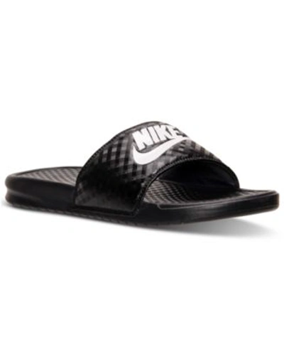 Shop Nike Women's Benassi Jdi Swoosh Slide Sandals From Finish Line In Black/white