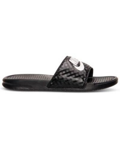 Shop Nike Women's Benassi Jdi Swoosh Slide Sandals From Finish Line In Black/white