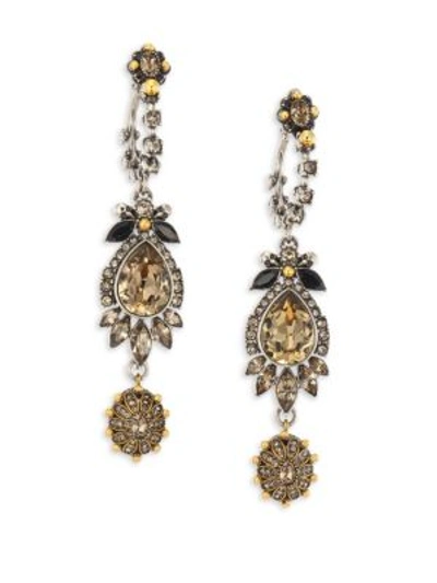 Shop Alexander Mcqueen Crystal Drop Earrings In Nickel