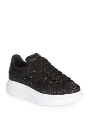 alexander mcqueen black glitter platform sneakers