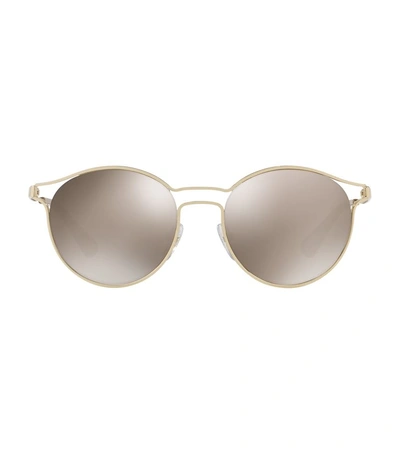Prada Round Metal Open-inset Sunglasses In Gold