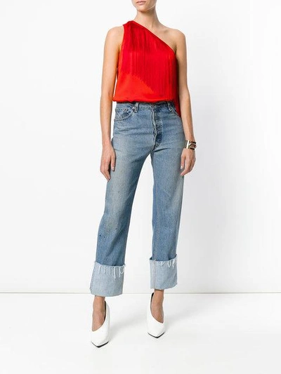 Shop Stella Mccartney Asymmetrisches Top Mit Fransen In Red