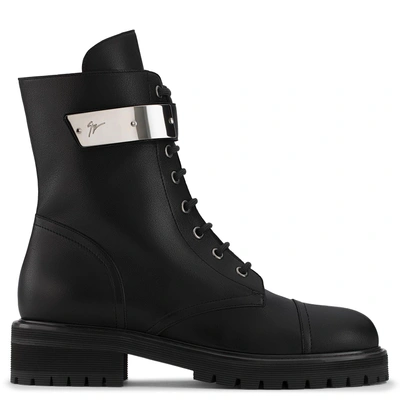Shop Giuseppe Zanotti - Leather Boot With Silver-plated Metal Alexa In Black