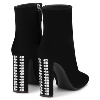 Shop Giuseppe Zanotti - Black Suede Boot With Crystals Carina