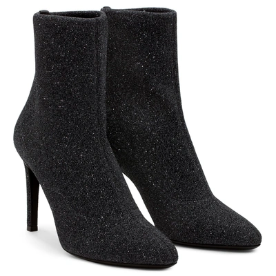 Shop Giuseppe Zanotti - Fabric Boot With Glitter Celeste In Black