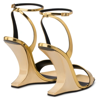 Shop Giuseppe Zanotti - Patent Leather Wedge With Sculpted Heel Picard In Gold