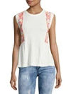 FREE PEOPLE Embrodiered Knit Top,0400093725780