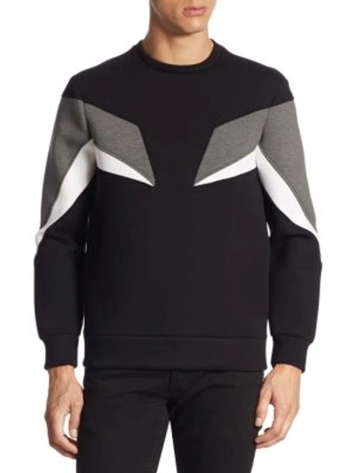 Shop Neil Barrett Contrast Panelled Sweatshirt In Black